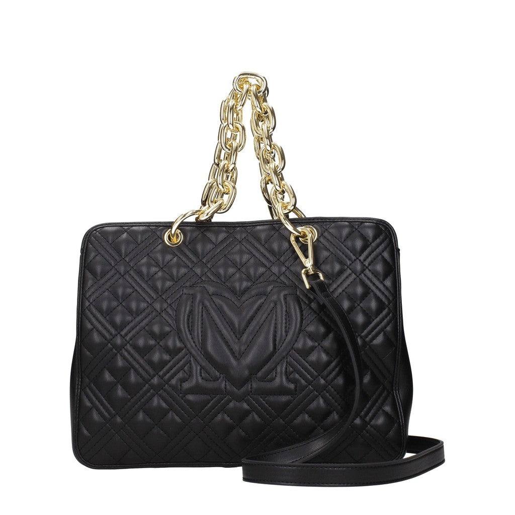 Love Moschino Handtas met twee vakken en goudkleurige details – Zwart
