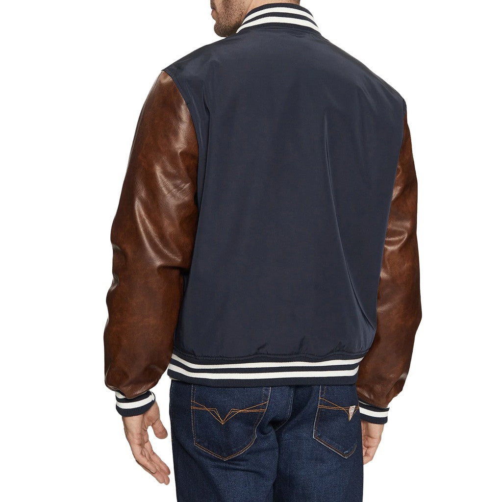 Guess Bomberjack met geborduurd logo en rits- en knoopsluiting – Blauw