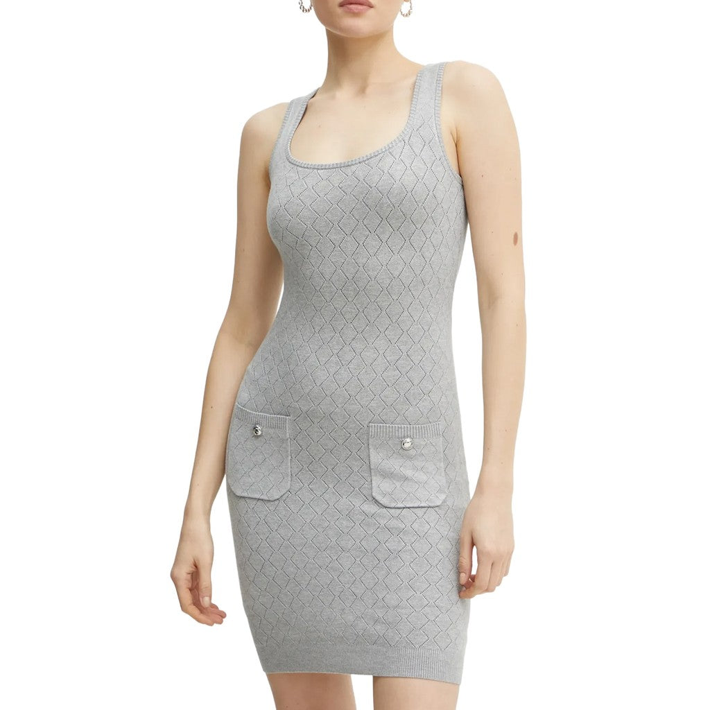 Guess Korte mouwloze jurk met logo – Grijs