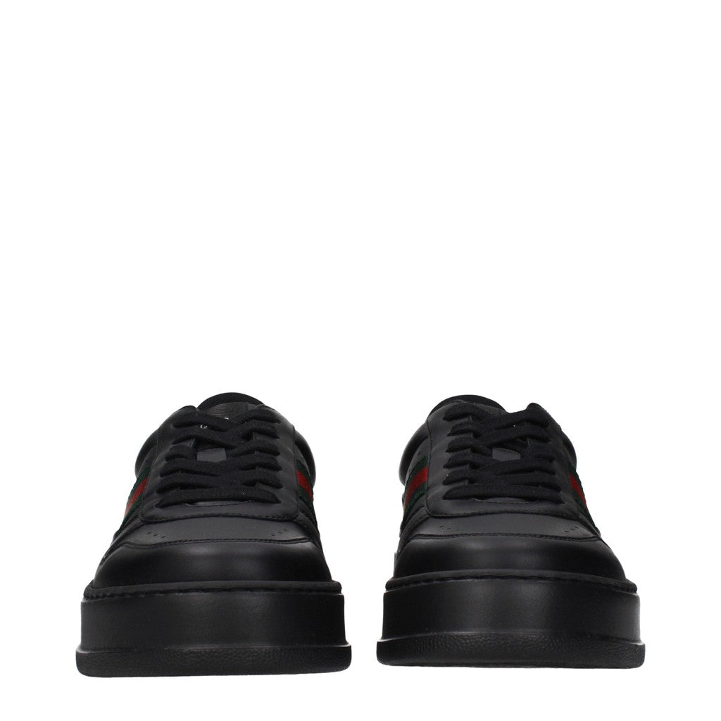 Gucci Sneakers van leer en stof met veters – Zwart
