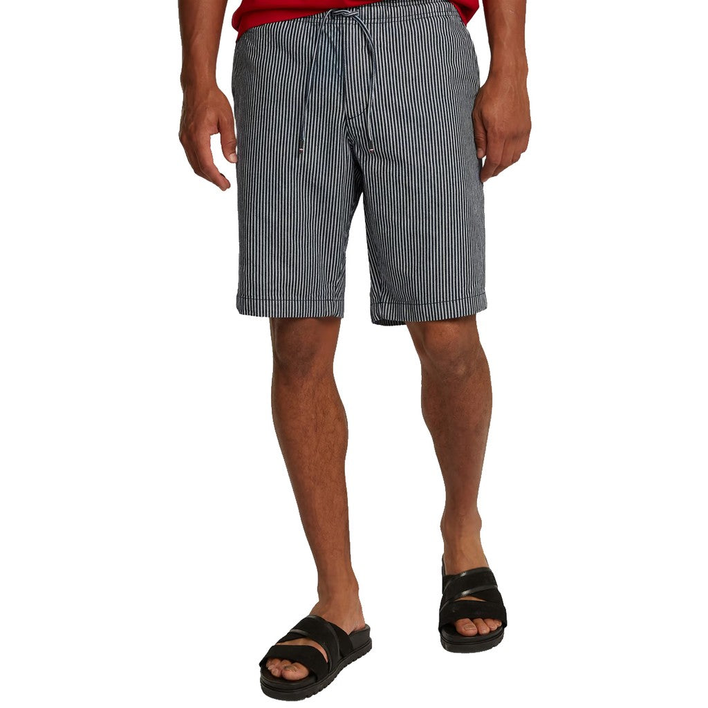 Tommy Hilfiger Gestreepte bermuda short – Marineblauw / Wit