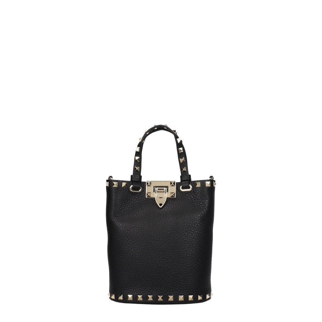 Valentino Garavani Leren crossbodytas met goudkleurige details – Zwart