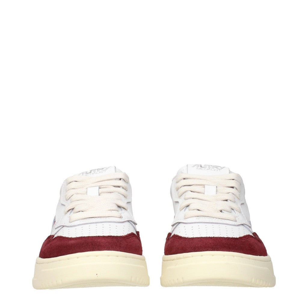 Autry Medalist Sneakers van leer en suède met veters – Wit / Bordeauxrood