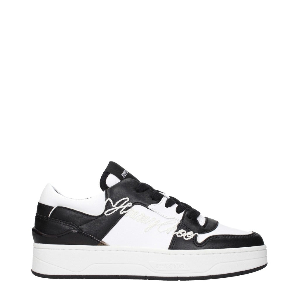 Jimmy Choo Florent Sneakers met vetersluiting en ronde neus – Zwart / Wit