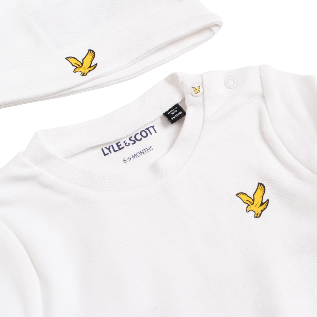 Lyle & Scott Kids Rompertje met muts – Gebroken wit
