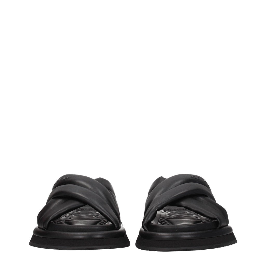 Dolce & Gabbana Leren sandalen met rubberen zool – Zwart