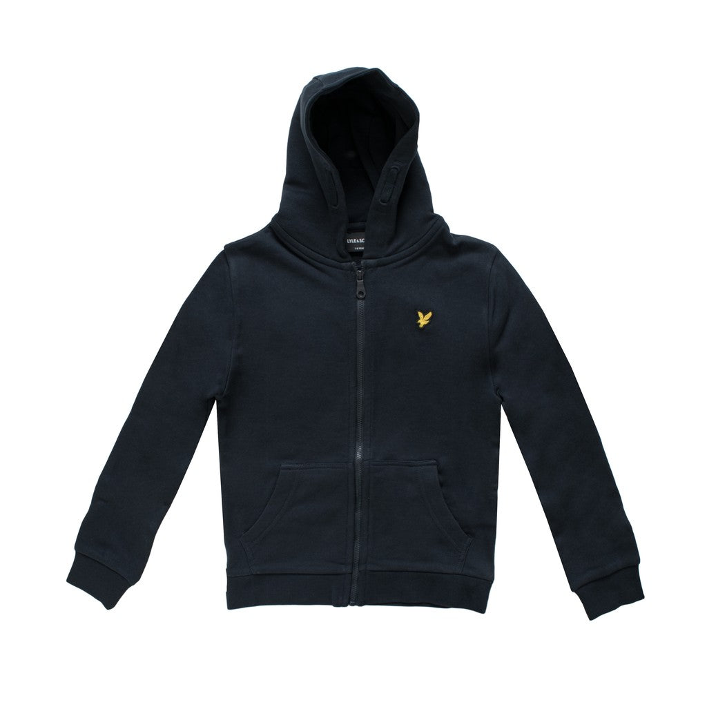 Lyle & Scott Kids Hoodie met rits en geborduurd logo – Donkerblauw