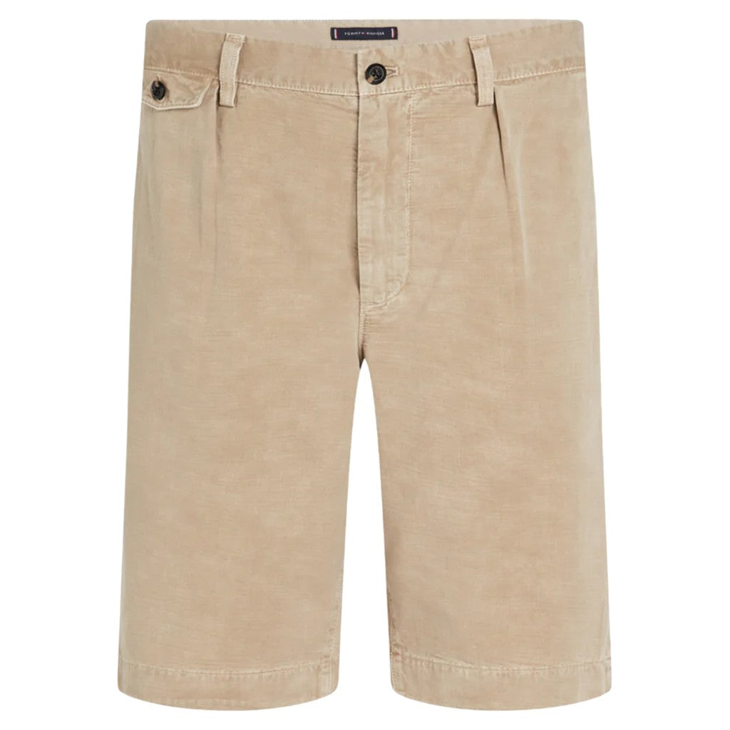Tommy Hilfiger Effen bermuda short met logo – Beige