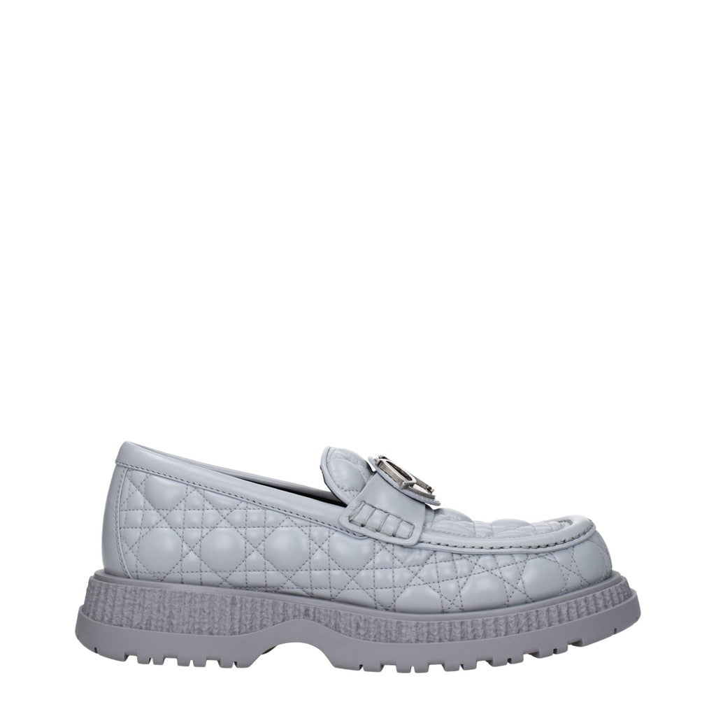 Christian Dior Leren loafers met zilverkleurige details – Grijs