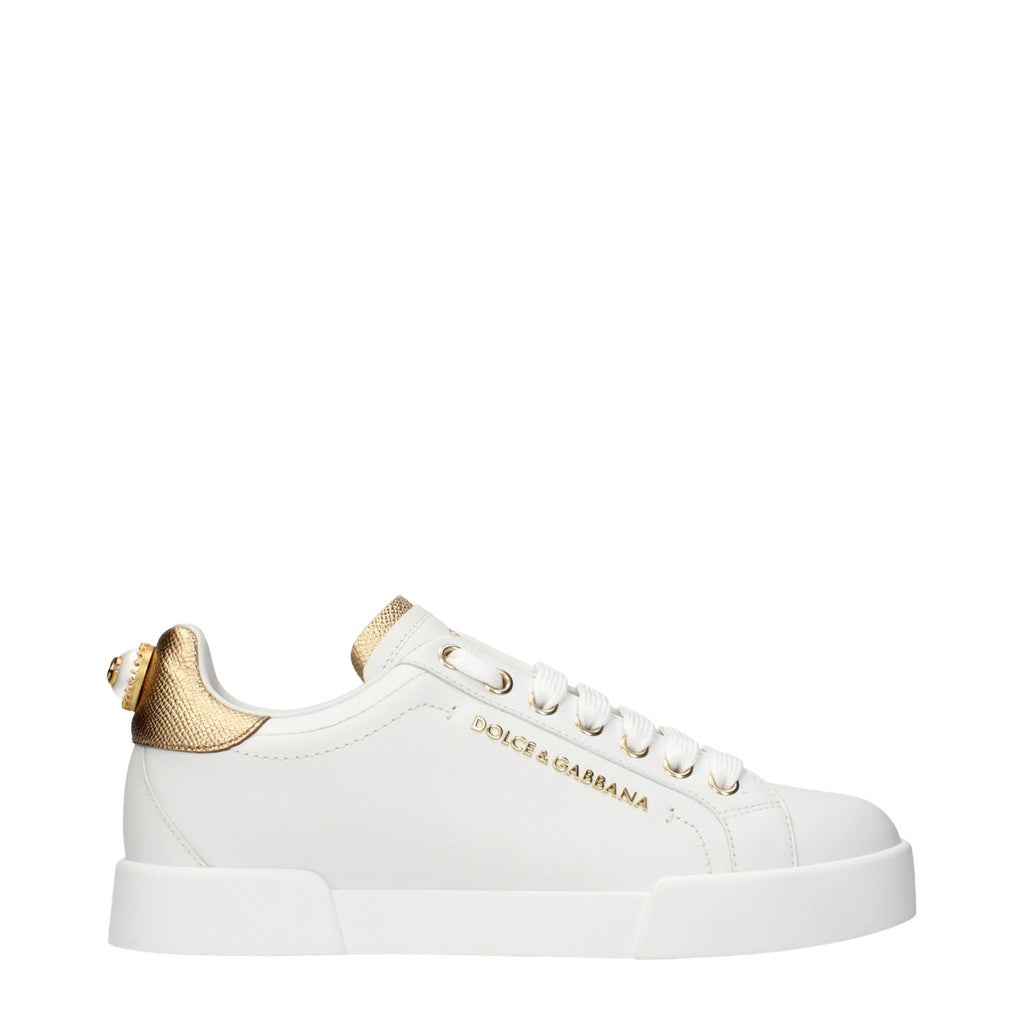 Dolce & Gabbana Sneakers met veters – Wit / Goud