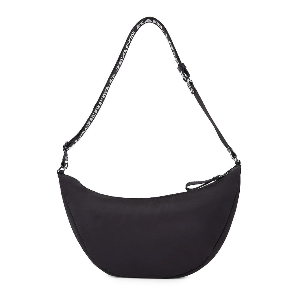 Karl Lagerfeld Grote crossbodytas met bedrukt logo – Zwart