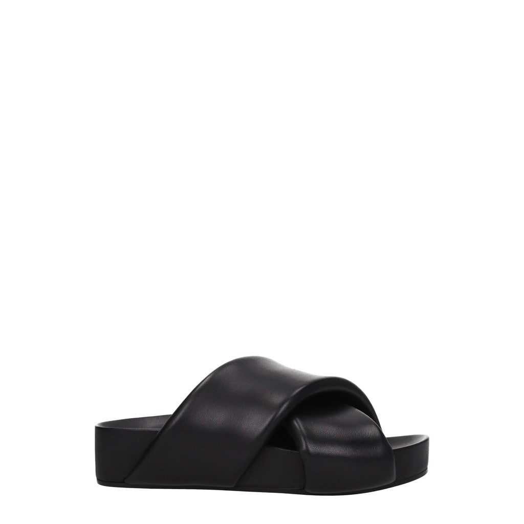 Jil Sander Cross-Strap Sandalen van leer – Zwart