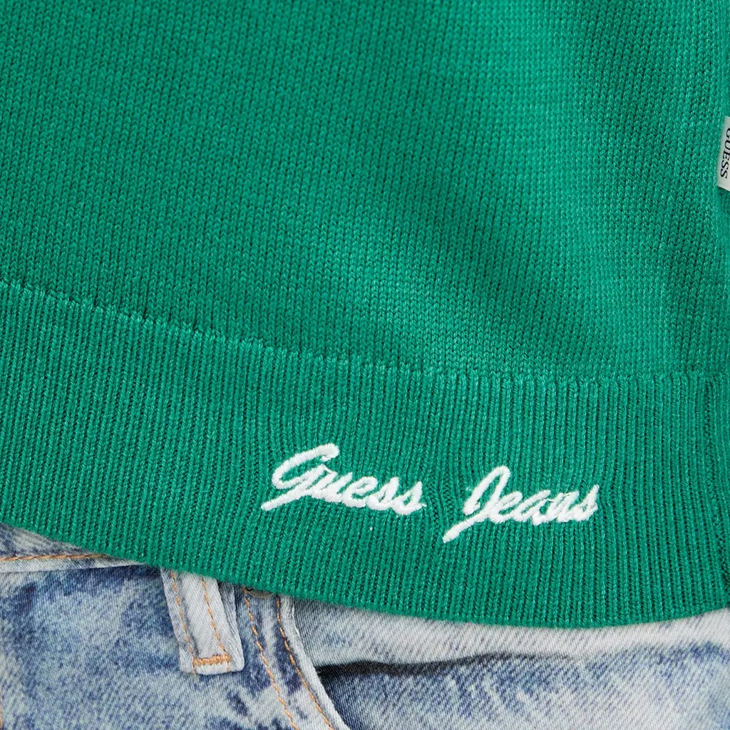 Guess Tweekleurig kort vest met ronde hals – Groen