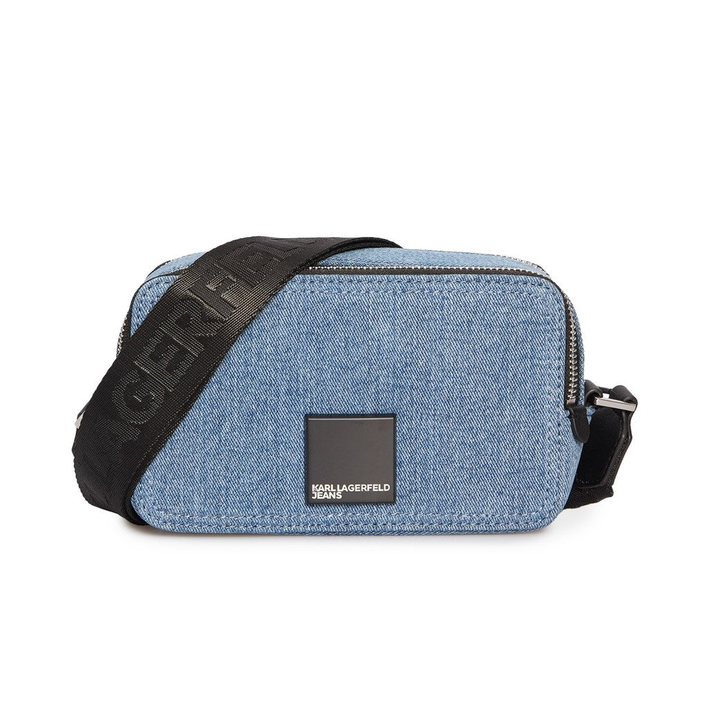Karl Lagerfeld Kleine crossbodytas met logo – Lichtblauw
