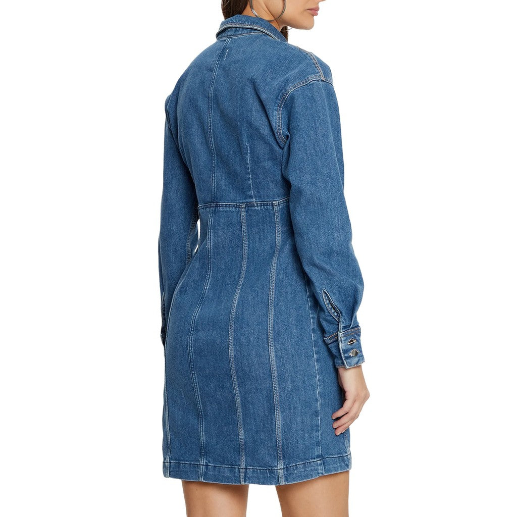Guess Spijkerjurk met lange mouwen en knoopsluiting – Blauw