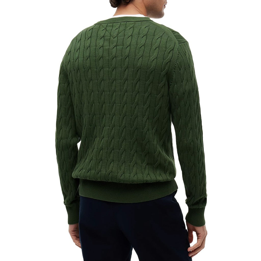 Tommy Hilfiger Effen trui met ronde hals en geborduurd logo – Groen