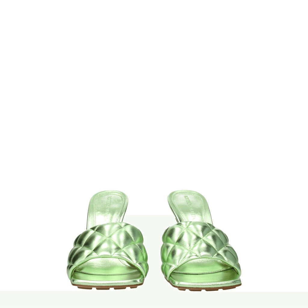 Bottega Veneta Hoge leren sandalen met open neus – Lichtgroen