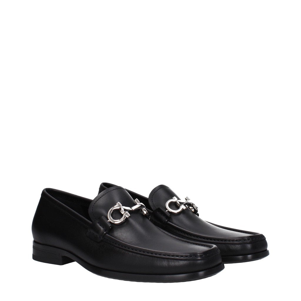 Salvatore Ferragamo Chris Loafers met zool van leer en rubber – Zwart