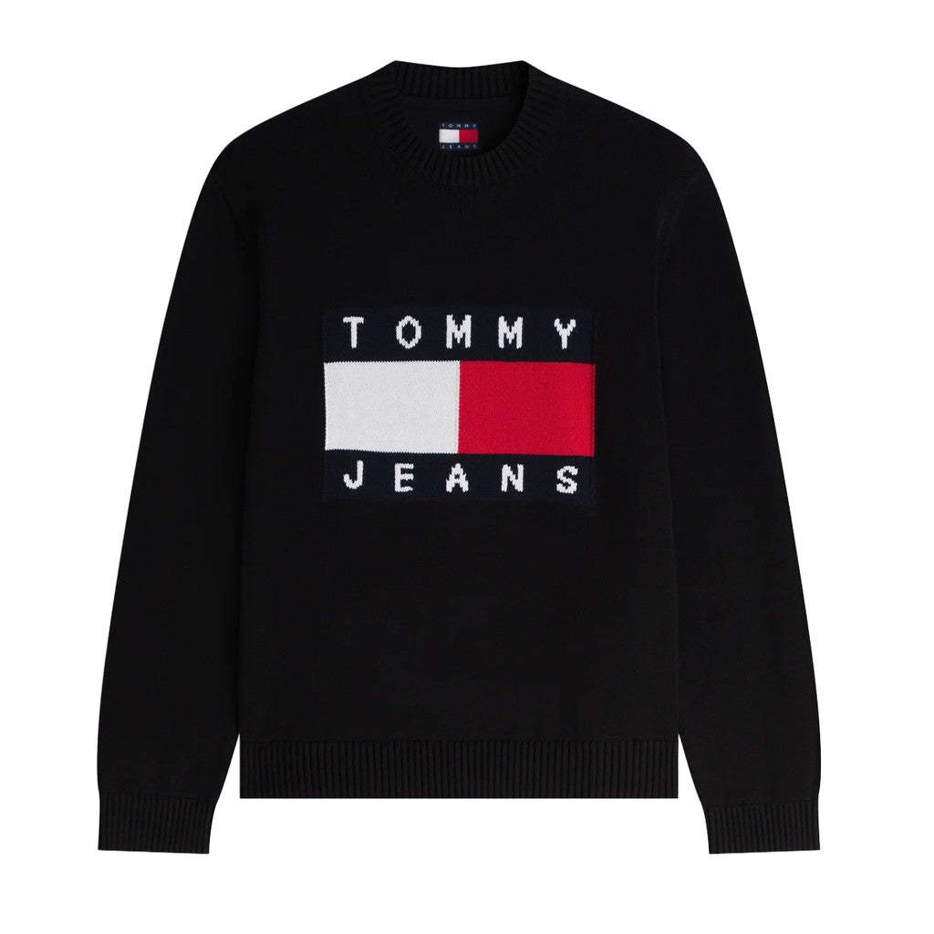Tommy Jeans Regular Fit Meerkleurige trui met geborduurd logo – Zwart