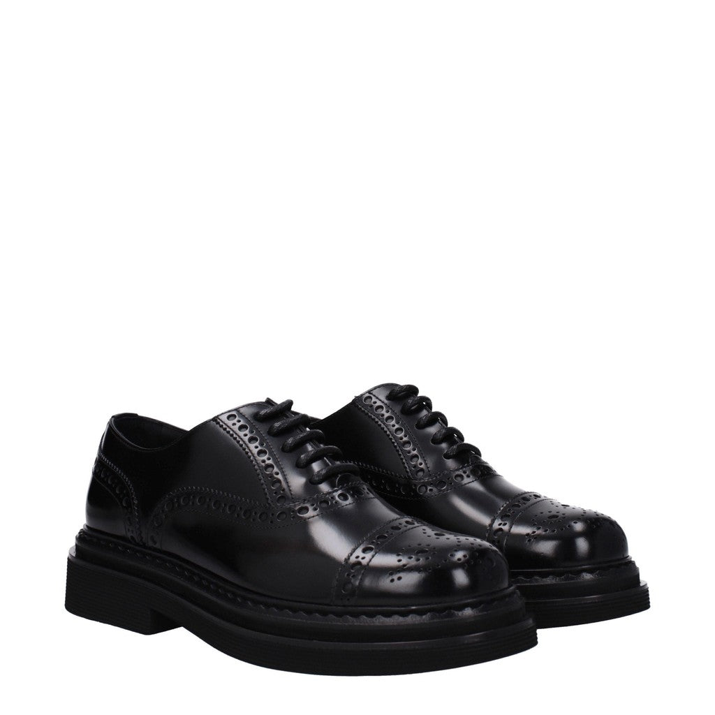 Dolce & Gabbana Leren veterschoenen met hak – Zwart