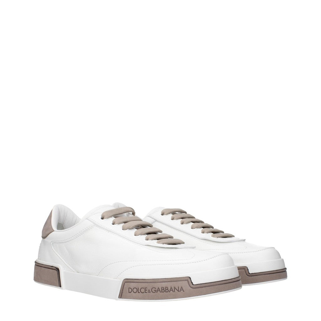 Dolce & Gabbana Sneakers van leer en suède met leren zool – Wit / Beige