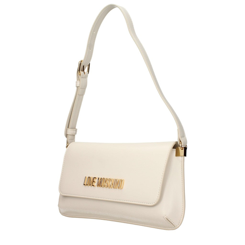 Love Moschino Slank schoudertasje met goudkleurige details – Ivoor