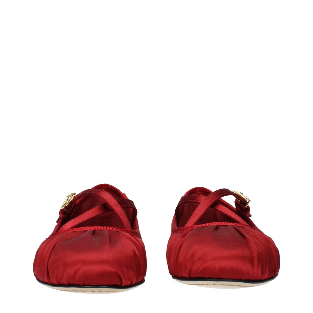 Dolce & Gabbana Ballerina's van satijn met goudkleurige details – Rood