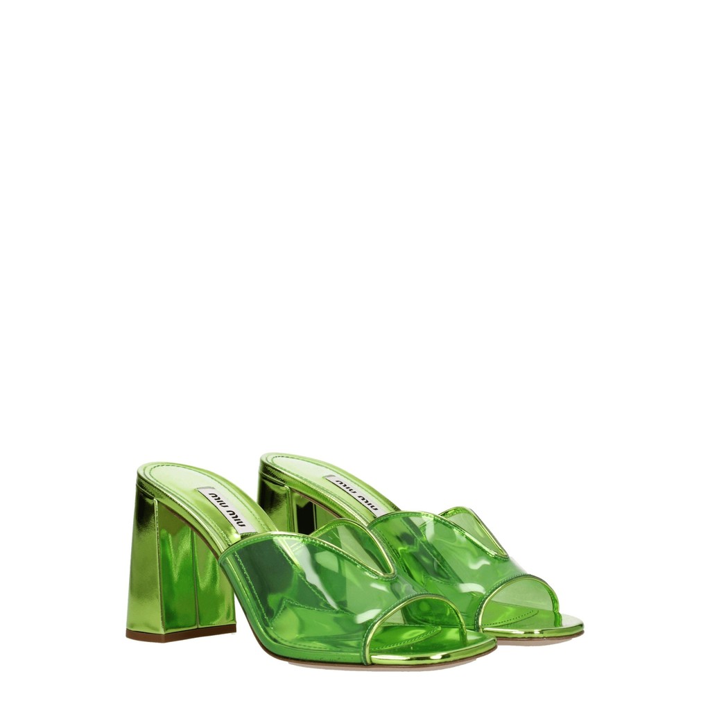 Miu Miu Sandalen van leer en plexiglas – Groen