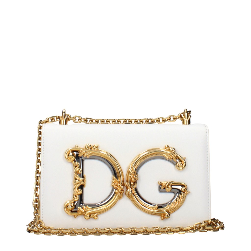 Dolce & Gabbana DG Girls Platte schoudertas met knoopsluiting – Wit