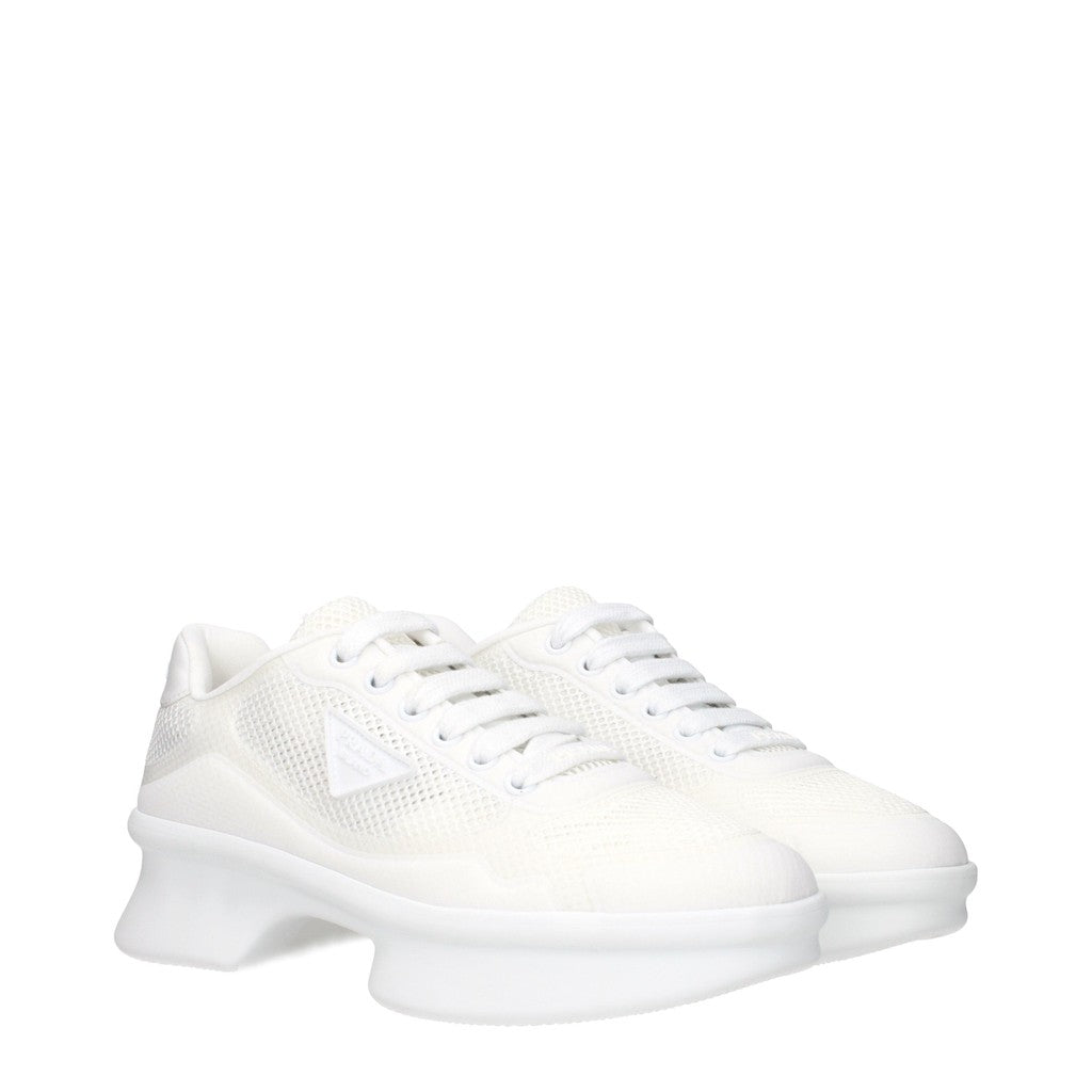 Prada Re-Nylon Sneakers met veters en hak – Wit