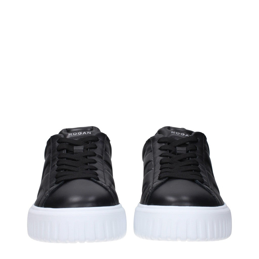 Hogan H-Stripes Leren sneakers met rubberen zool – Zwart / Wit