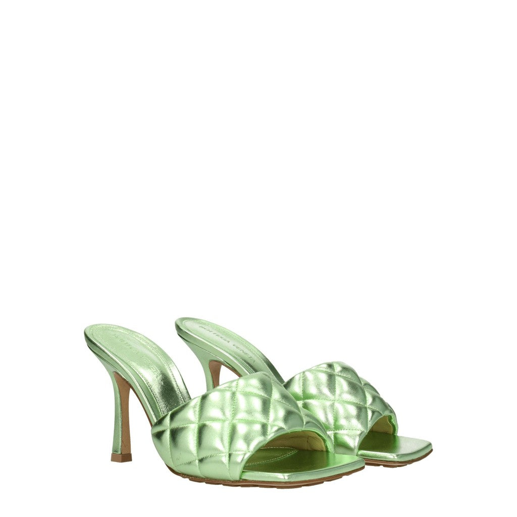Bottega Veneta Hoge leren sandalen met open neus – Lichtgroen