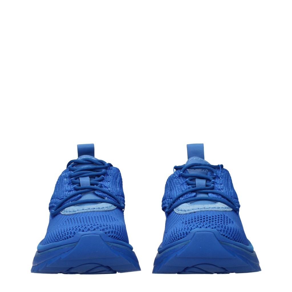 Salvatore Ferragamo Nima Knit Sneakers van stof en leer – Kobaltblauw