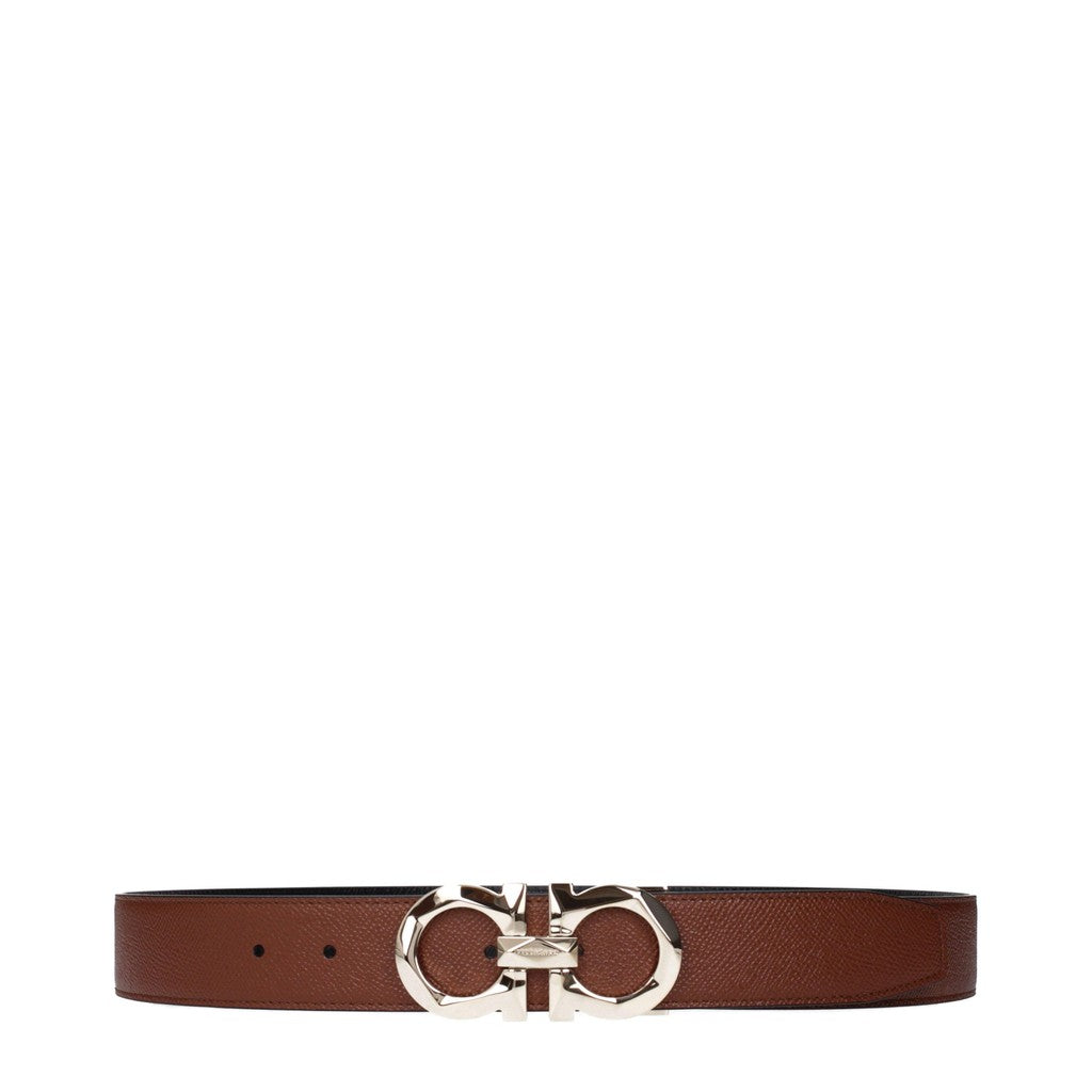 Salvatore Ferragamo Gancini Riem met goudkleurige details – Bruin / Zwart