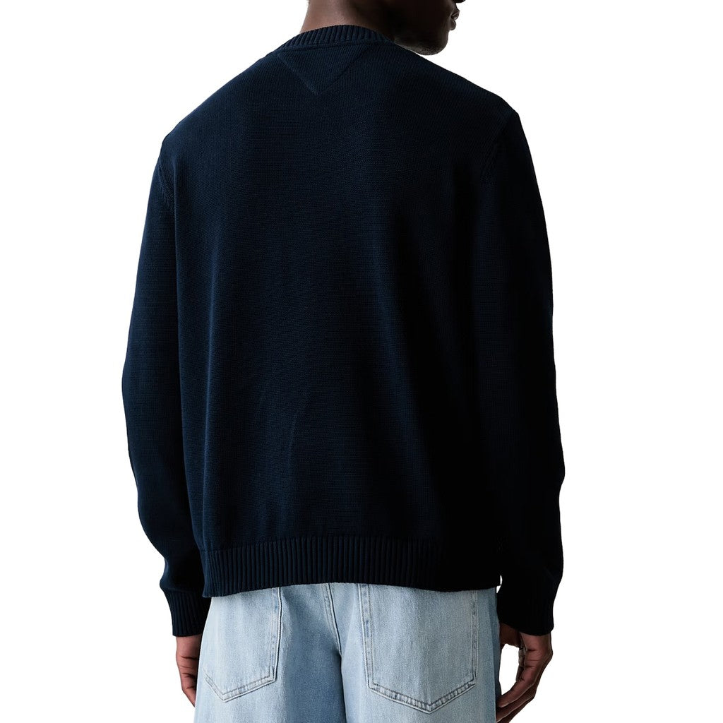 Tommy Jeans Regular Fit Meerkleurige trui met geborduurd logo – Donkerblauw
