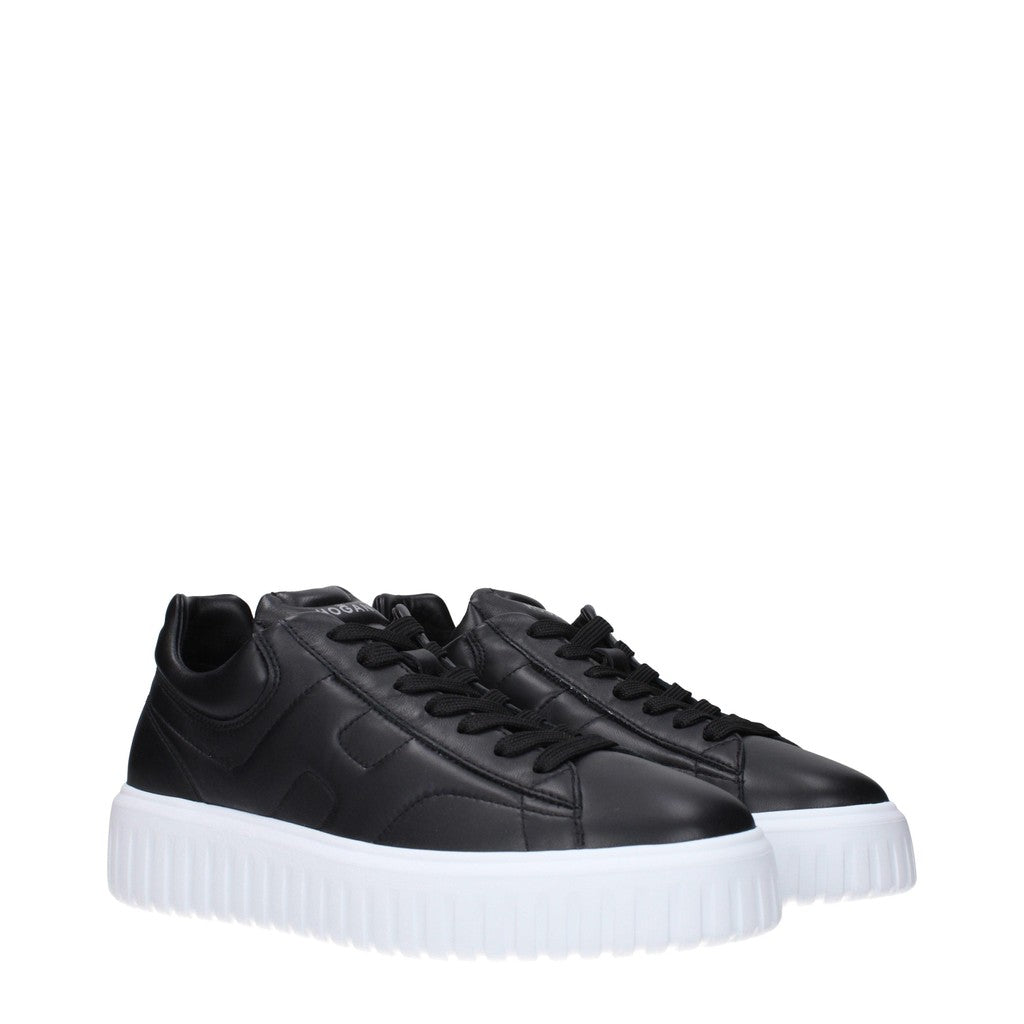 Hogan H-Stripes Leren sneakers met rubberen zool – Zwart / Wit