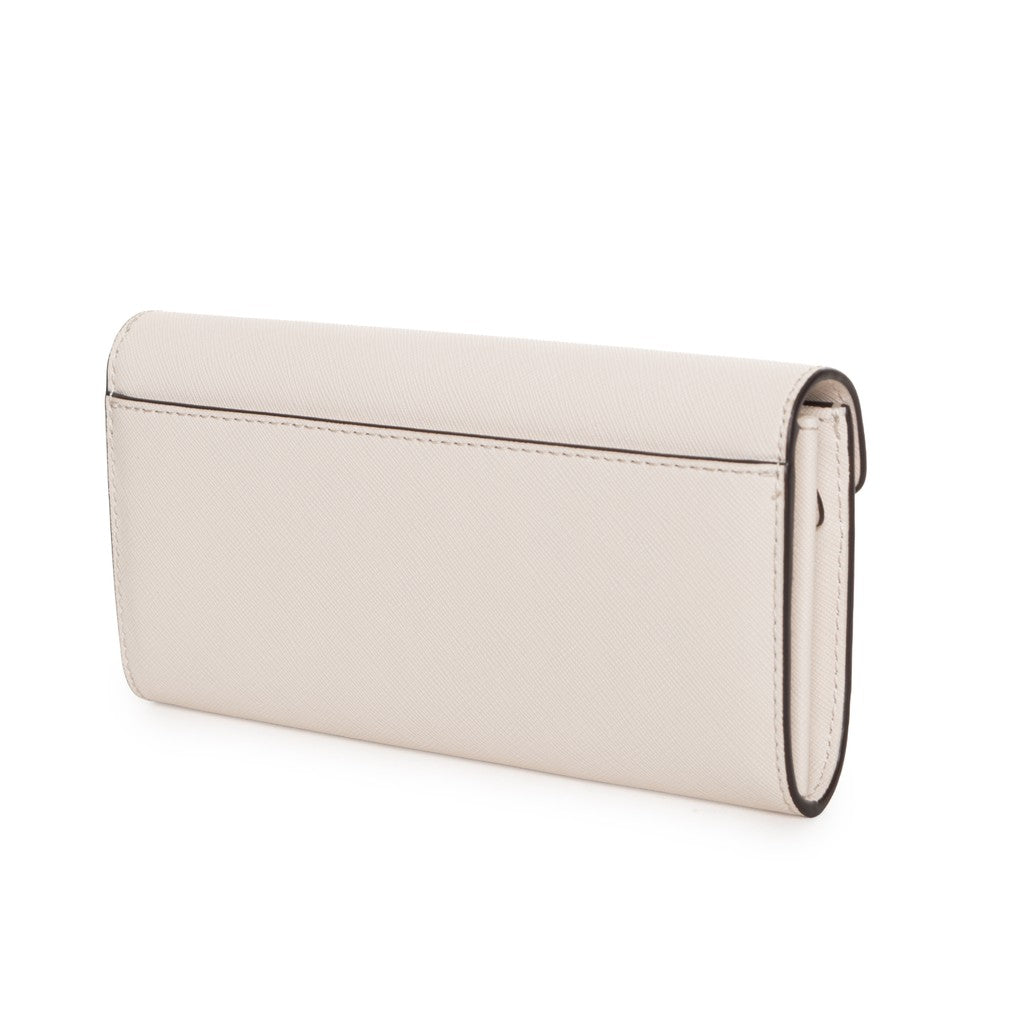 Michael Kors Jet Set Travel Portemonnee met drukknopen en logo – Crème