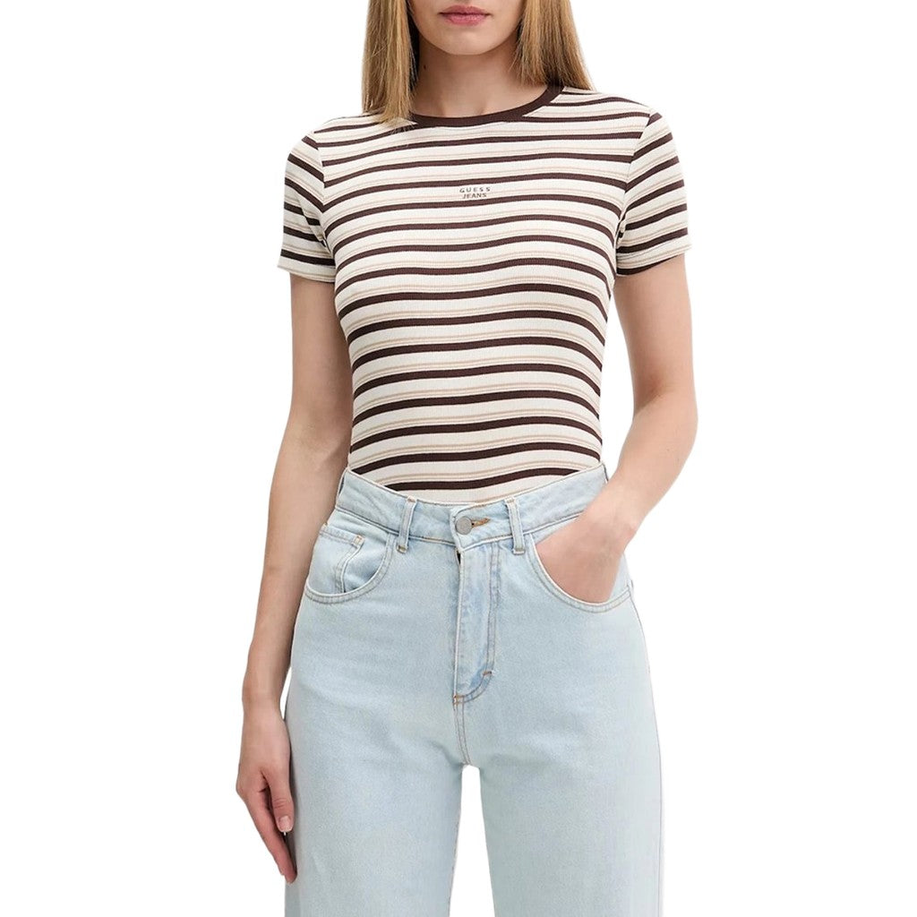 Guess T-shirt met strepen – Bruin