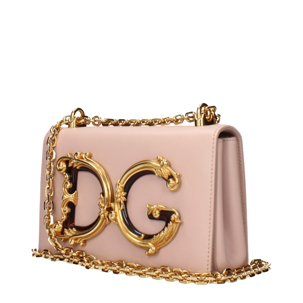 Dolce & Gabbana DG Girls Platte schoudertas met knoopsluiting – Lichtroze