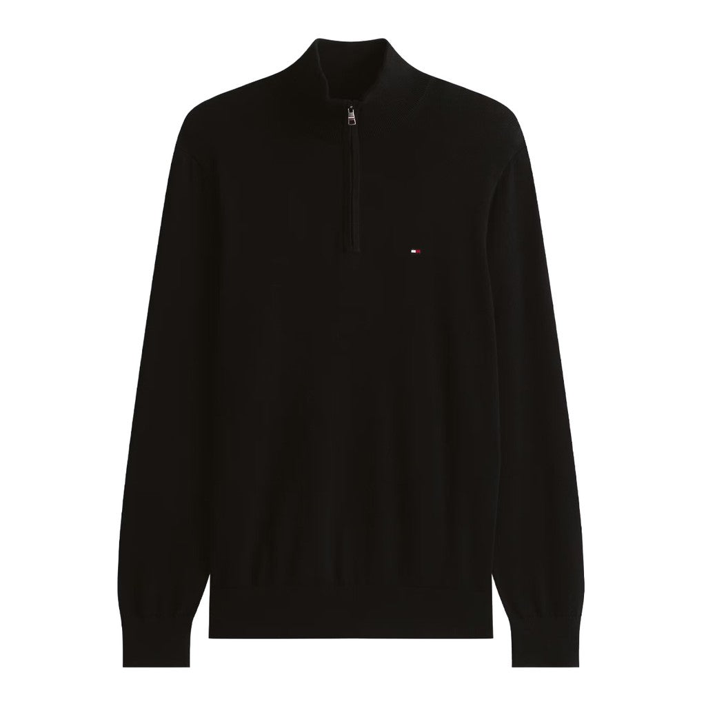Tommy Hilfiger Trui met halve rits en lange mouwen – Zwart