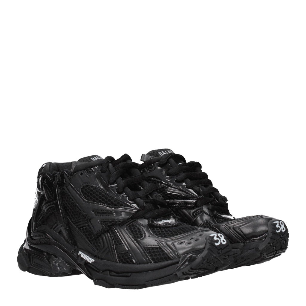 Balenciaga Runner Sneakers van leer en textiel met plateauzool – Zwart
