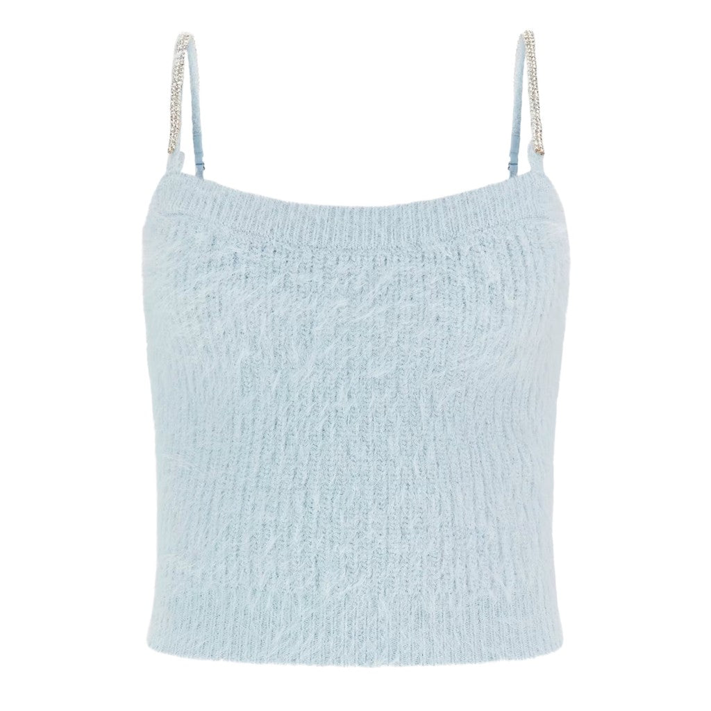 Guess Top met schouderbandjes en logo – Lichtblauw