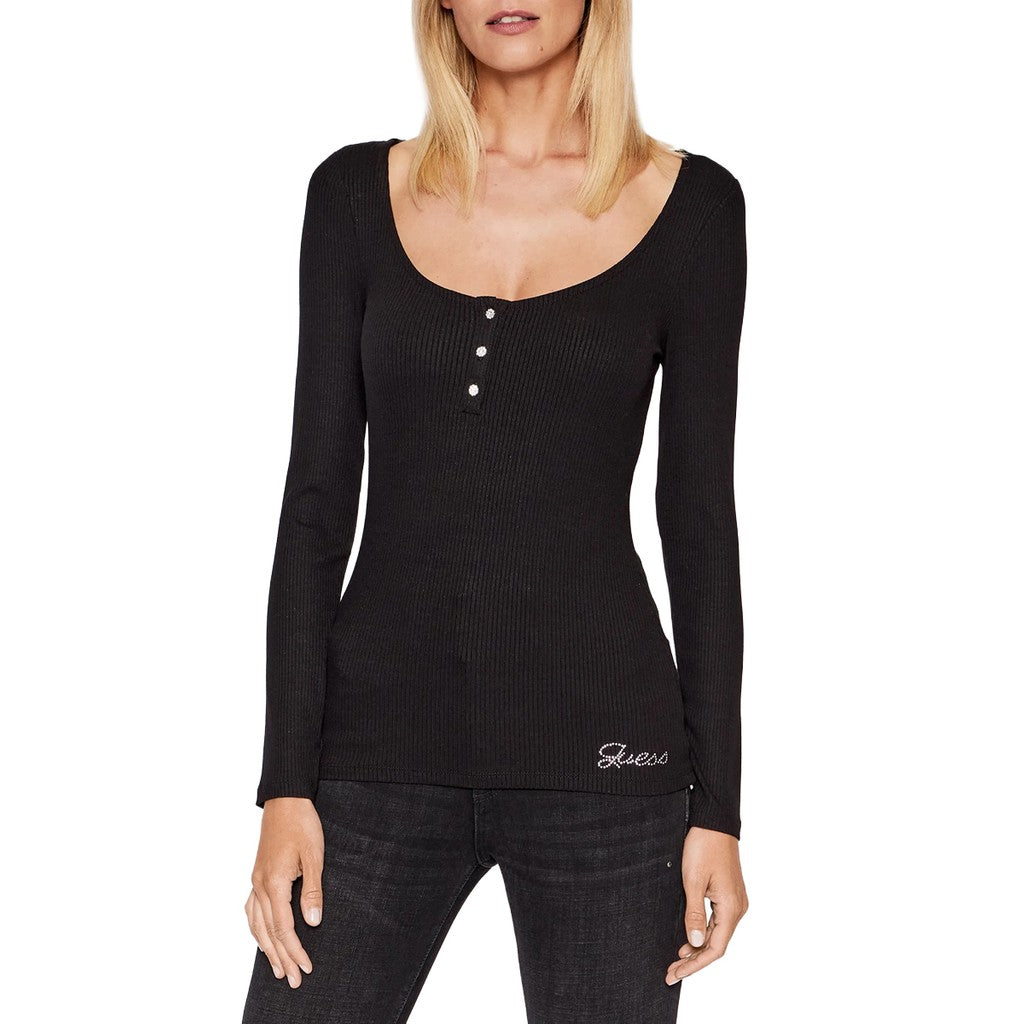 Guess T-shirt met lange mouwen – Zwart
