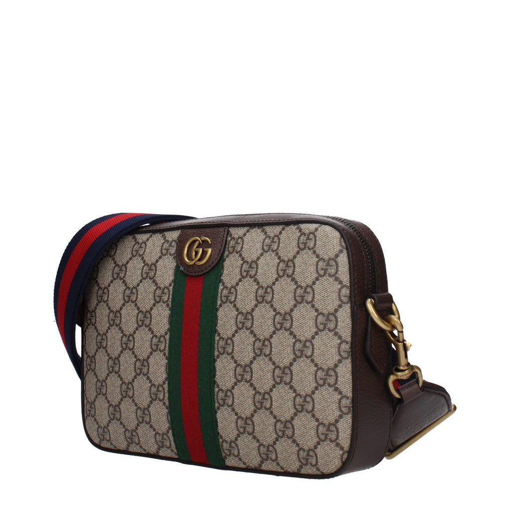 Gucci Platte crossbodytas van leer en stof – Beige