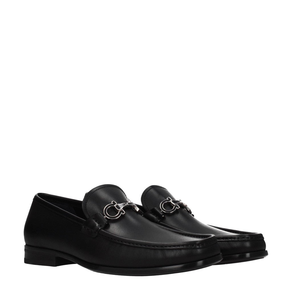 Salvatore Ferragamo Chris Loafers met zool van leer en rubber – Zwart