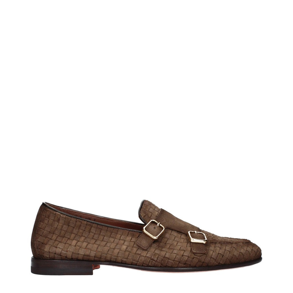 Santoni Loafers met dubbele gesp – Bruin