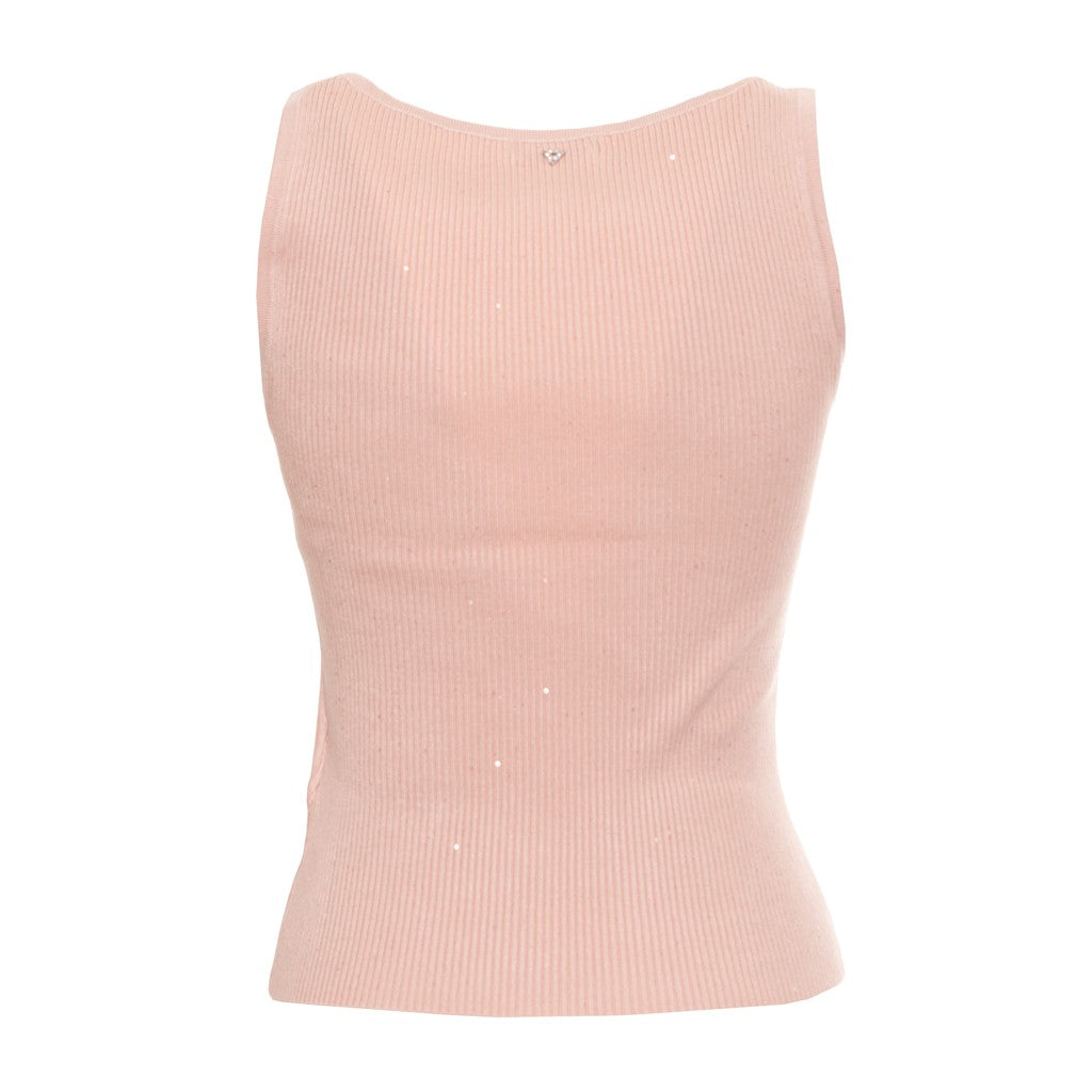 Guess Top met V-hals en logo – Roze