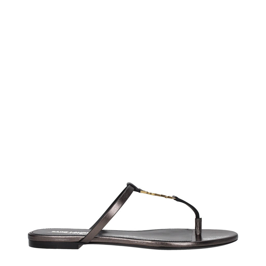 Saint Laurent Sandalen met open teen en leren zool – Bruin / Brons