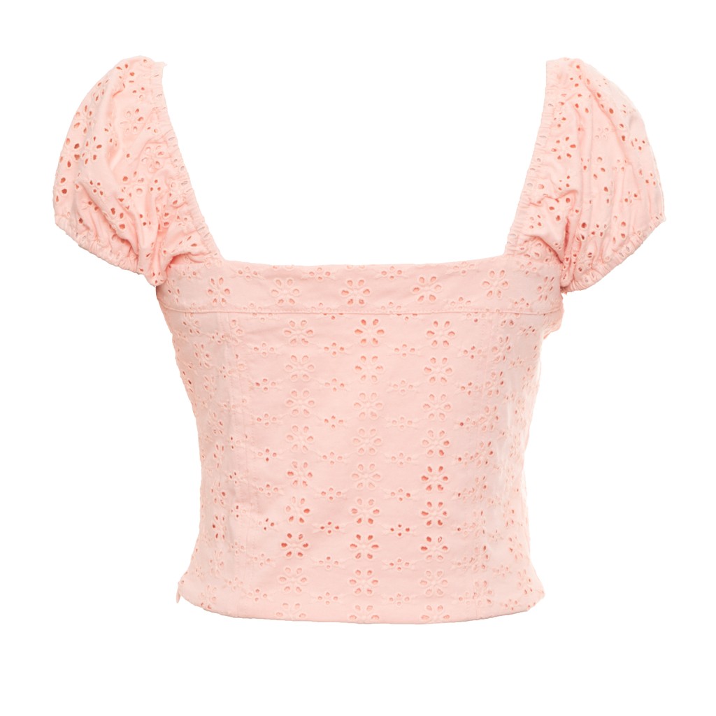 Guess Top met korte mouwen en ritssluiting – Lichtroze