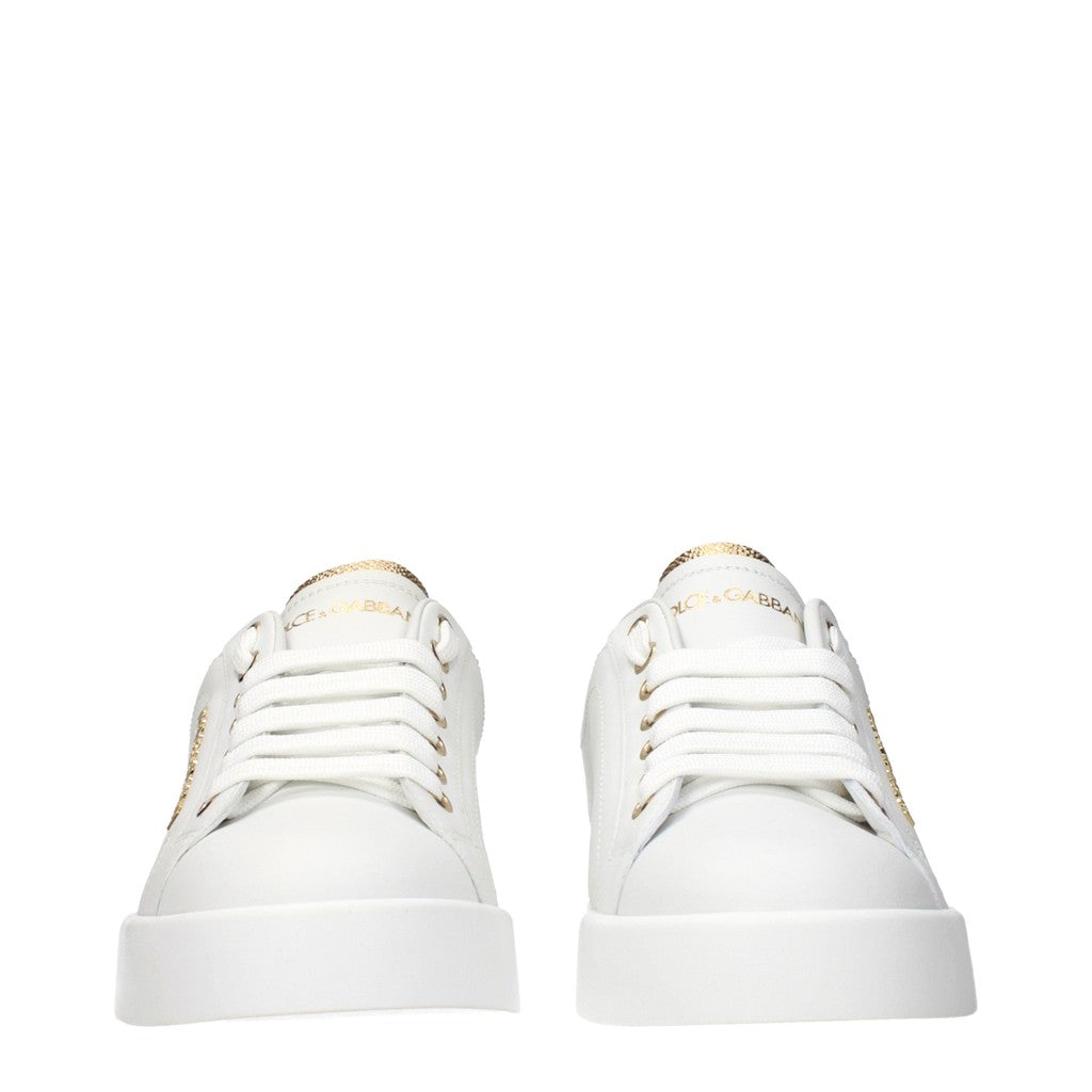 Dolce & Gabbana Sneakers met veters – Wit / Goud